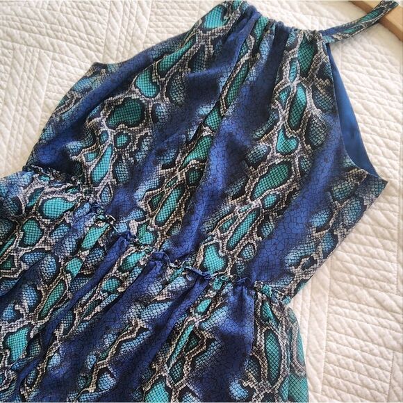 Sundance reptile print ruffled layer midi/maxi sleeveless dress - Picture 7 of 13